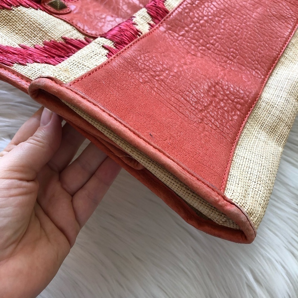 Rebecca Minkoff Diamond Raffia Orange Beach Tote - Picture 3 of 8
